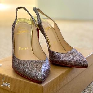 Christian Louboutin Sling back glitter high heels